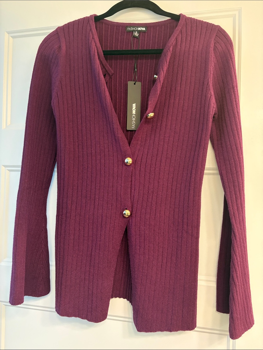 ⭐️FINAL PRICE Plum Ribbed Button-Front Knit Cardigan - Picture 4 of 4